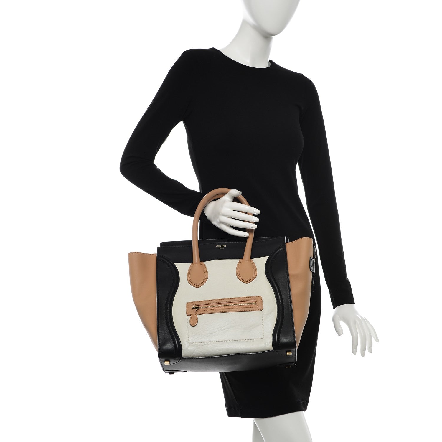 Celine Shrunken Lambskin Mini Tri-Color Luggage White 2 of 10