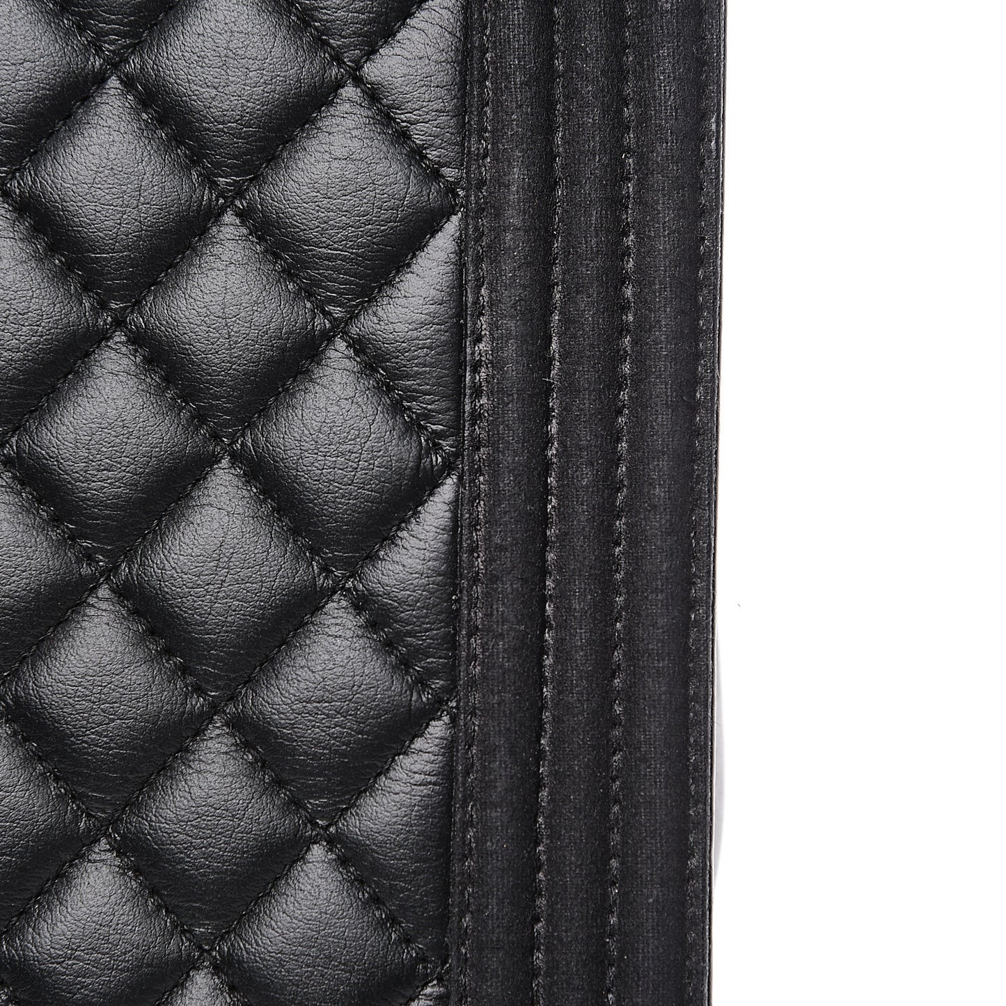 Calfskin Quilted Large Boy Flap Black