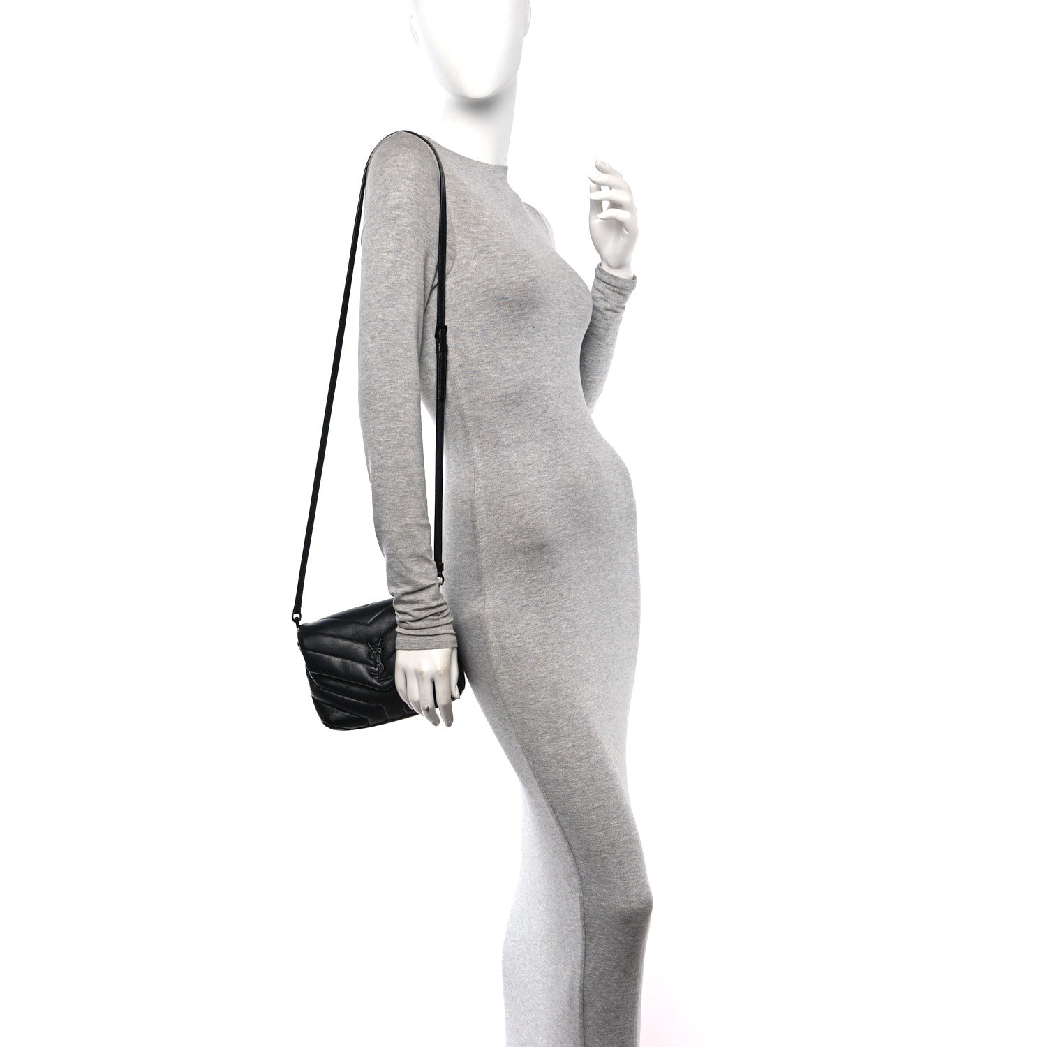Saint Laurent Calfskin Y Quilted Monogram Monochrome Toy Loulou Crossbody Bag Black 2 of 11