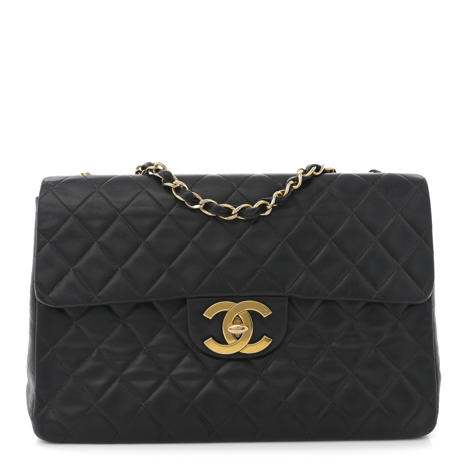Chanel Lambskin Quilted XL Jumbo Single Flap Black 1 of 13