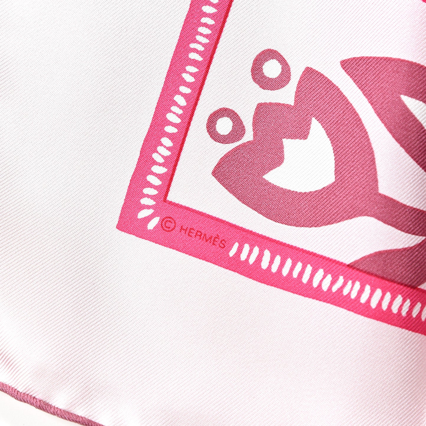Silk Gavroche L Annee du Buffle Pocket Square Scarf Rose Pale Rose Vif Lie De Vin