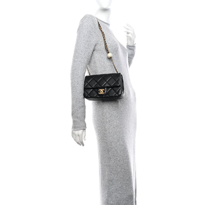 Chanel Lambskin Quilted Pearl Small Flap Black 2 of 10