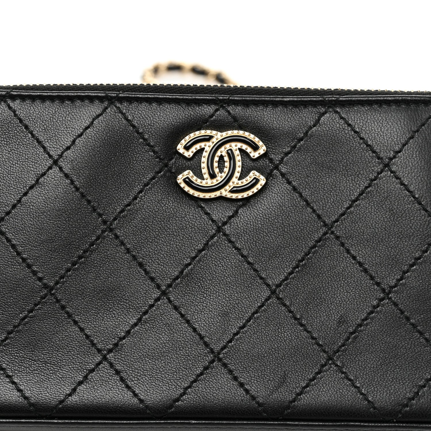 Chanel Goatskin Enamel Quilted Small Clutch With Chain Black 12 of 13