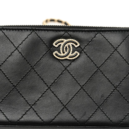 Chanel Goatskin Enamel Quilted Small Clutch With Chain Black 12 of 13