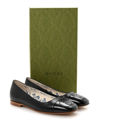 Gucci Goatskin Perforated Interlocking G Ballet Flats 35.5 Black 10 of 10