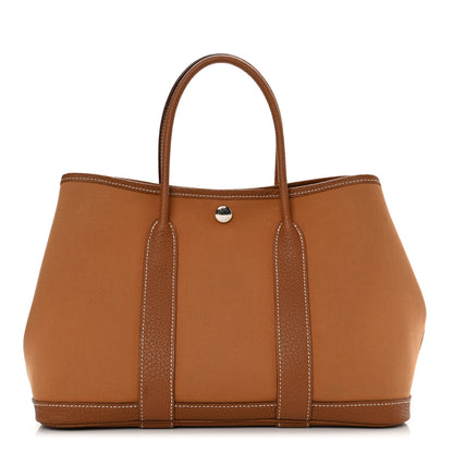 Hermes Toile Militaire Vache Country Verso Garden Party 30 TPM Gold Dune Magnolia 1 of 13