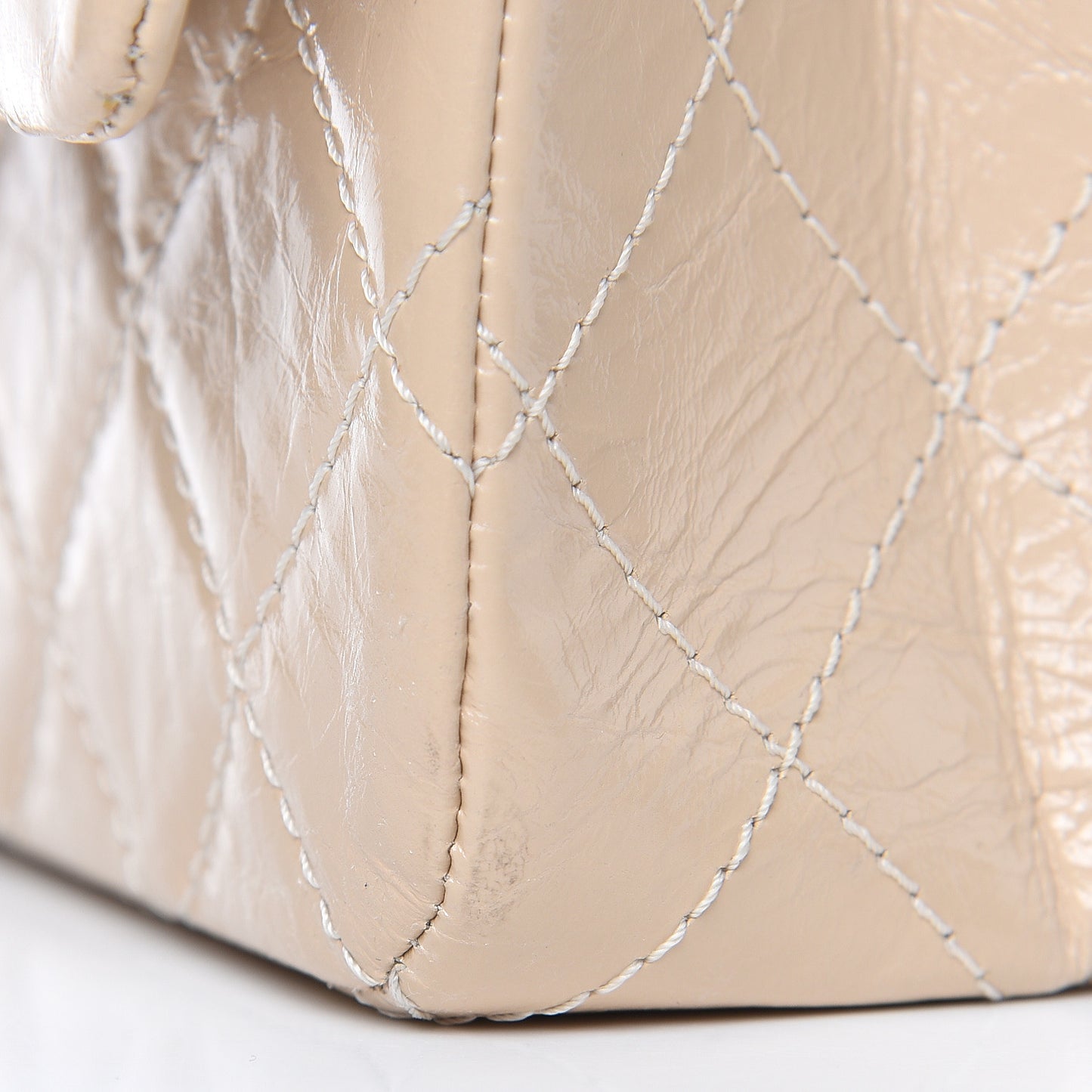 Distressed Patent Calfskin Quilted 2.55 Reissue 227 Flap Beige