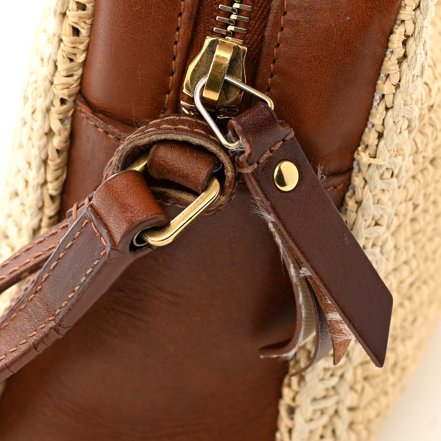 Raffia Canvas Monogram Lou Camera Bag Beige Brown