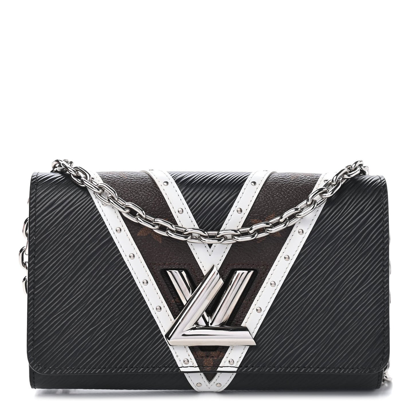 Epi Monogram Studded Twist Chain Wallet Black Black