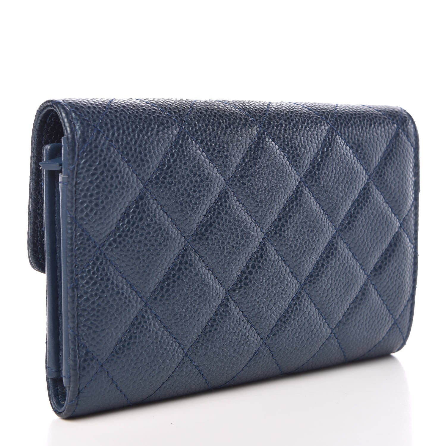 Chanel Metallic Caviar Quilted Medium Flap Wallet Dark Blue 3 of 9