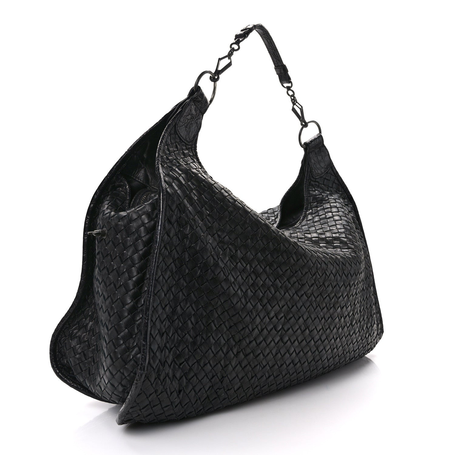 Bottega Veneta Nappa Intrecciato Alligator Hobo Black 3 of 15