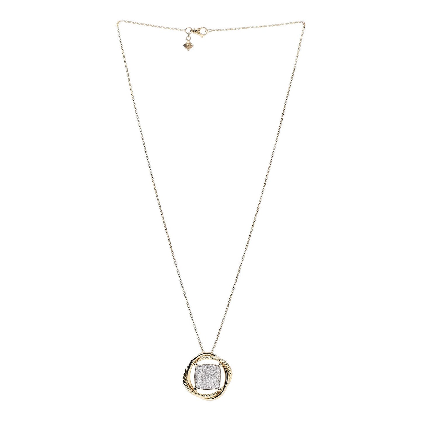 18K Yellow Gold Diamond 20mm Infinity Pendant Necklace