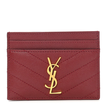 Saint Laurent Grain De Poudre Matelasse Chevron Monogram Credit Card Case Palissandre 1 of 8