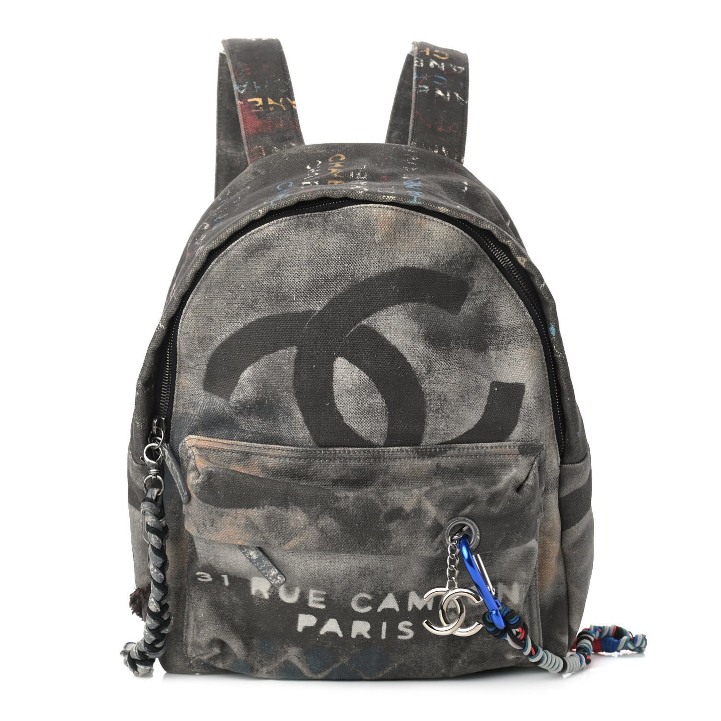 Graffiti Printed Canvas Medium Backpack Black