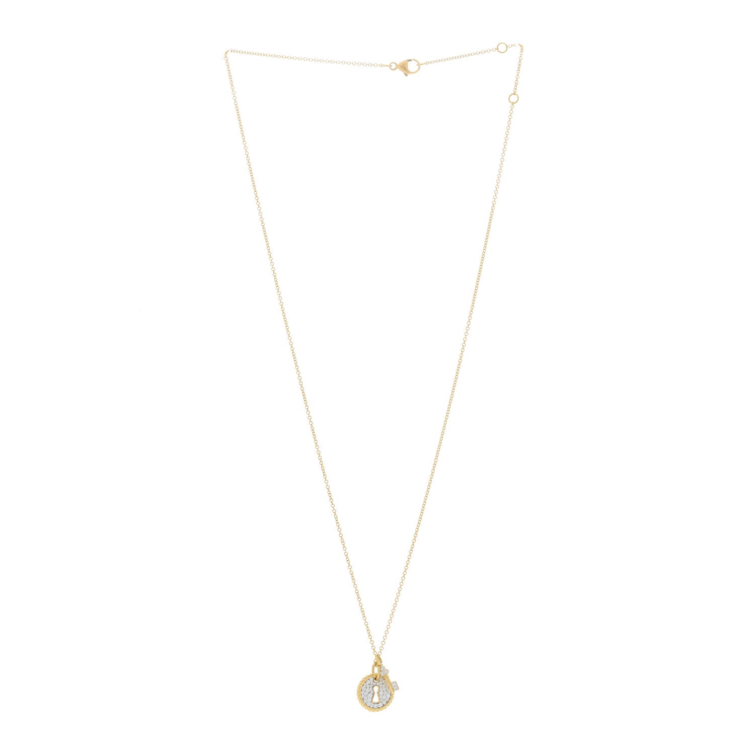 David Yurman 18K Yellow Gold Diamond Lock and Key Necklace 2 of 5