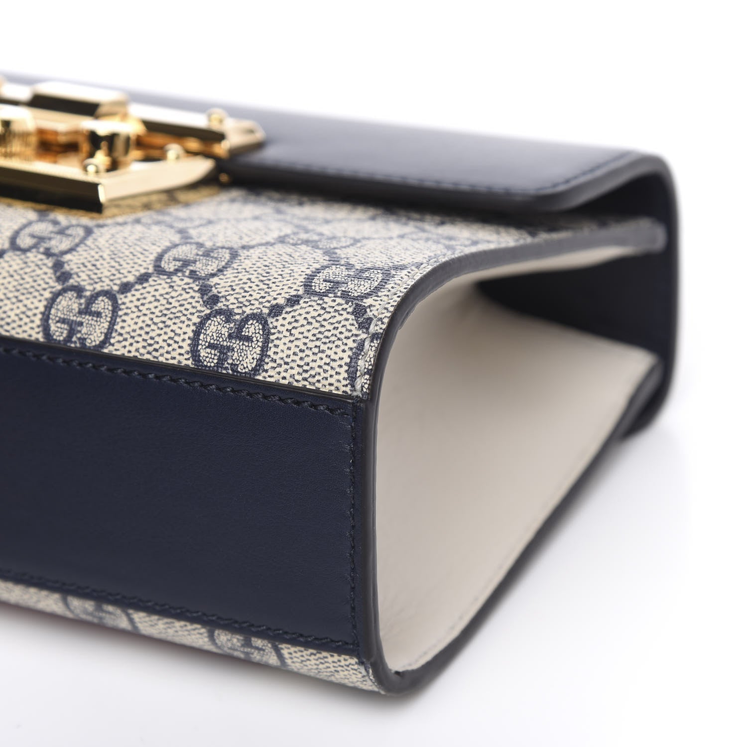 Gucci GG Supreme Monogram Moon Calfskin Small Padlock Shoulder Bag Beige Blue Mystic White Hibiscus Red 10 of 12