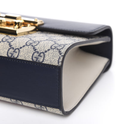 Gucci GG Supreme Monogram Moon Calfskin Small Padlock Shoulder Bag Beige Blue Mystic White Hibiscus Red 10 of 12