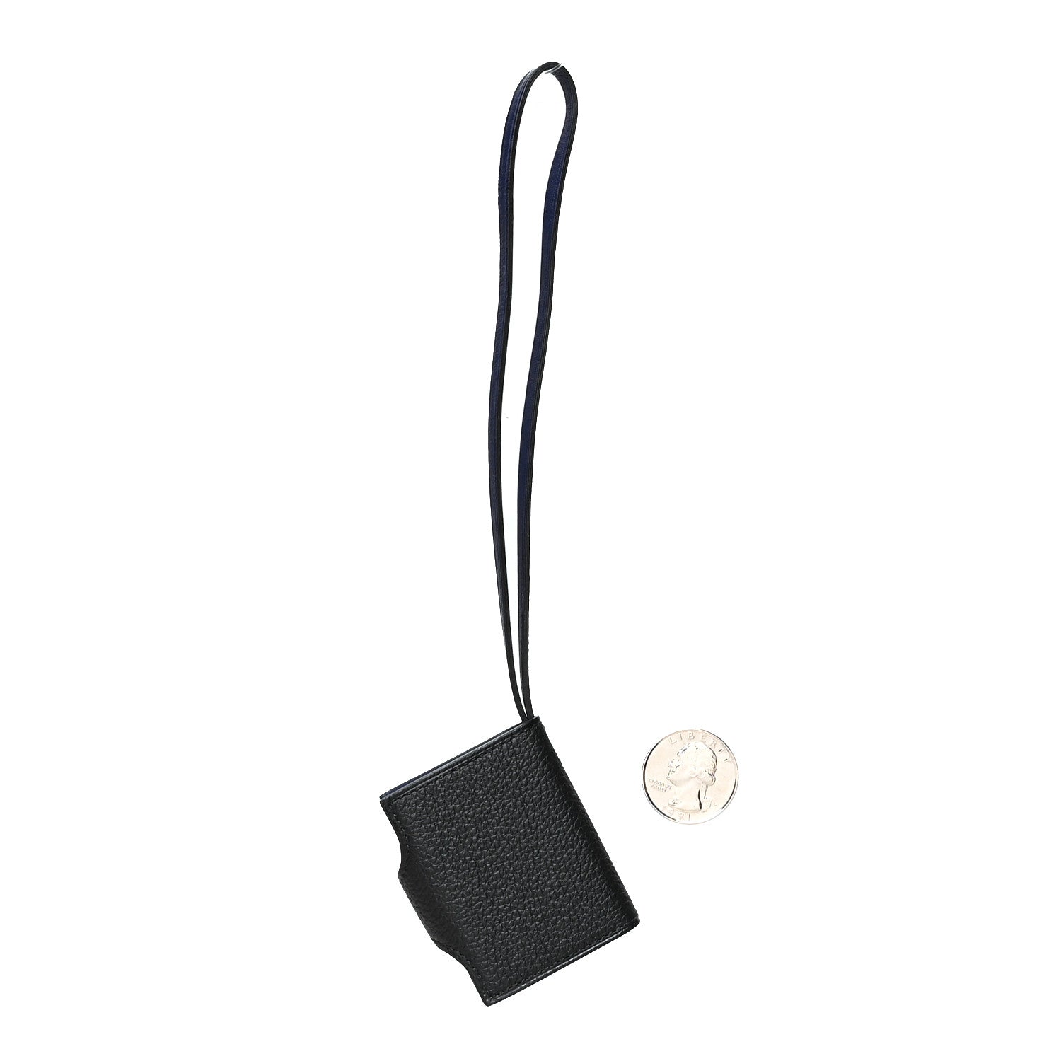 Hermes Togo Swift Verso Ulysse Nano Bag Charm Black Bleu Saphir 2 of 3