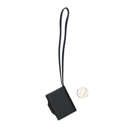 Hermes Togo Swift Verso Ulysse Nano Bag Charm Black Bleu Saphir 2 of 3