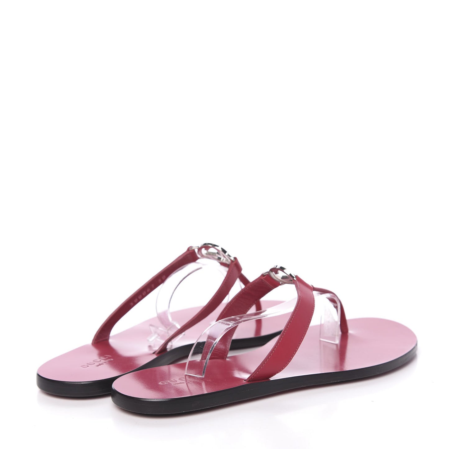 Calfskin GG Thong Sandals 38 Bougainvillea