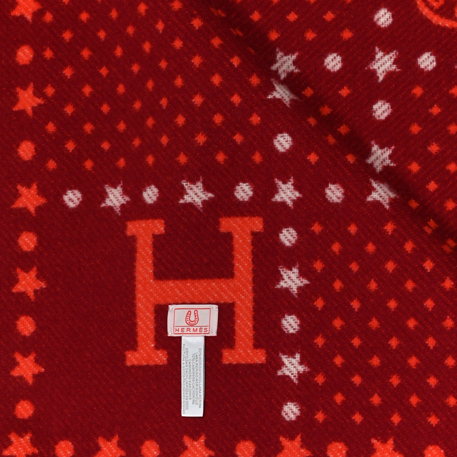 Hermes Wool Cashmere Western And Company Blanket Rouge H 3 of 3