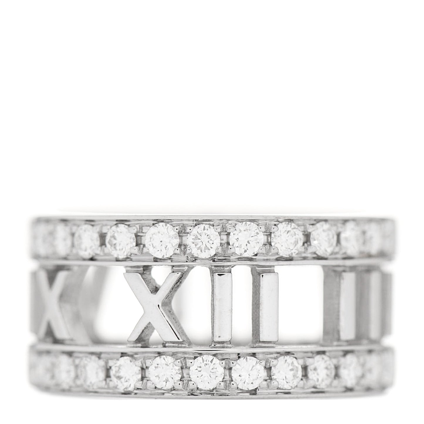 18K White Gold Diamond Wide Atlas Open Ring 49 4.75