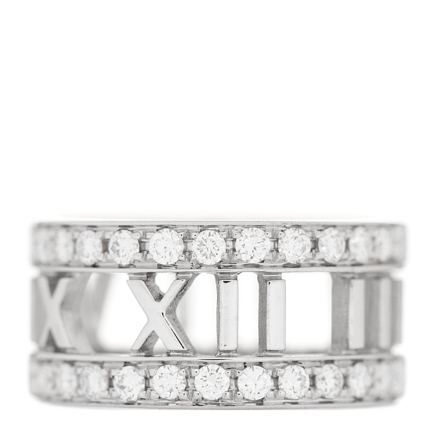 Tiffany 18K White Gold Diamond Wide Atlas Open Ring 49 4.75 1 of 6