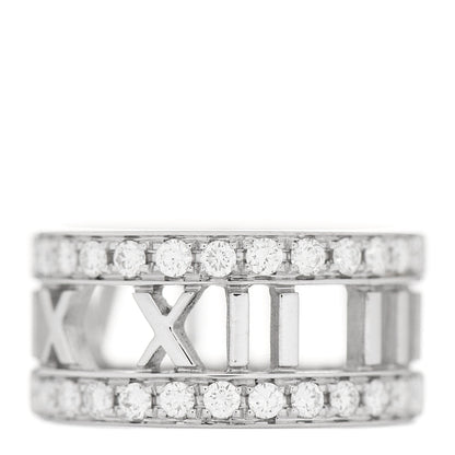 Tiffany 18K White Gold Diamond Wide Atlas Open Ring 49 4.75 1 of 6