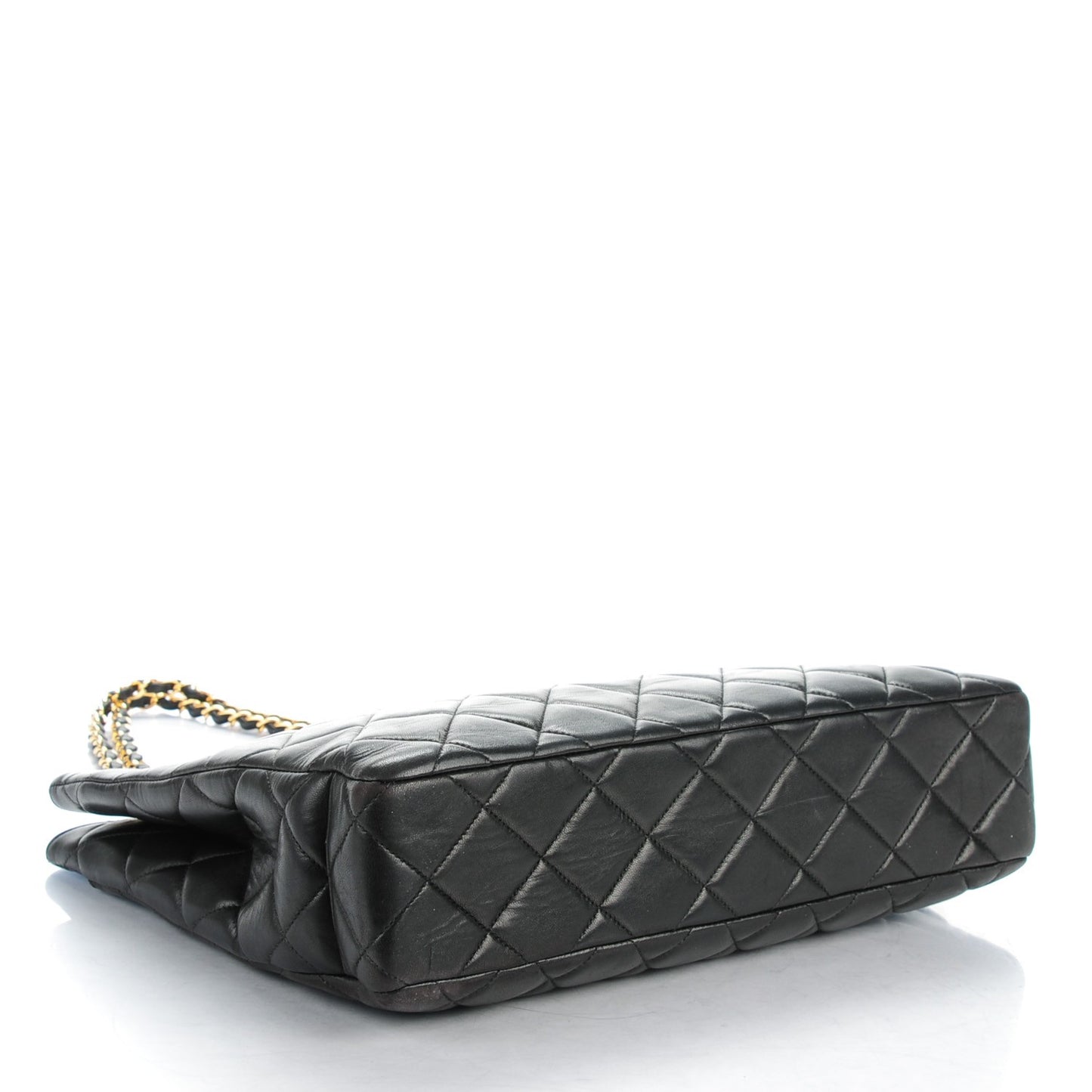 Lambskin Quilted Shopping Tote Black