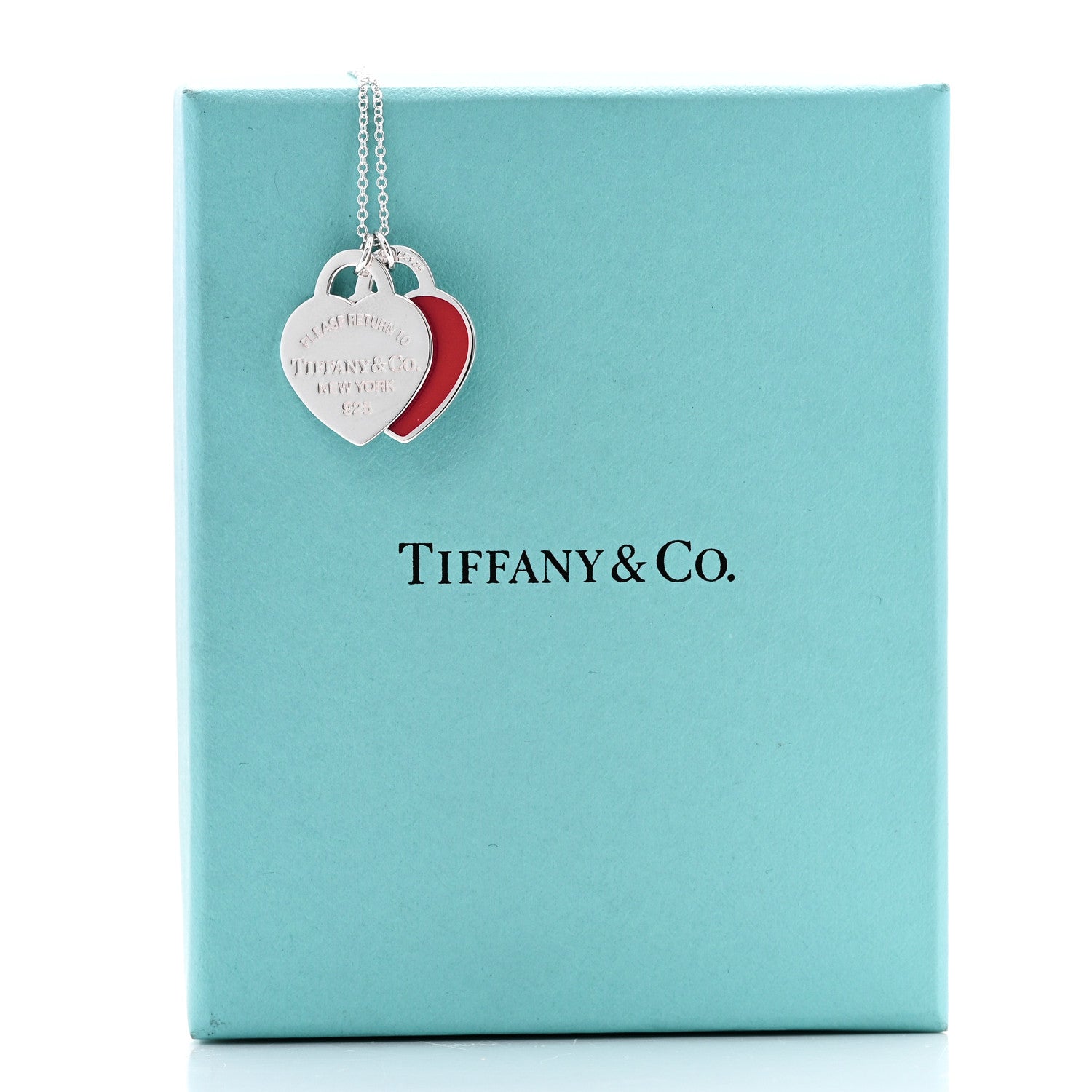 Tiffany Sterling Silver Enamel Large Return to Tiffany Double Heart Tag Pendant Necklace Red 7 of 7