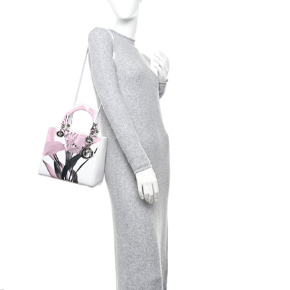 Christian Dior Deerskin Floral Printed Medium Lady Dior White 2 of 14