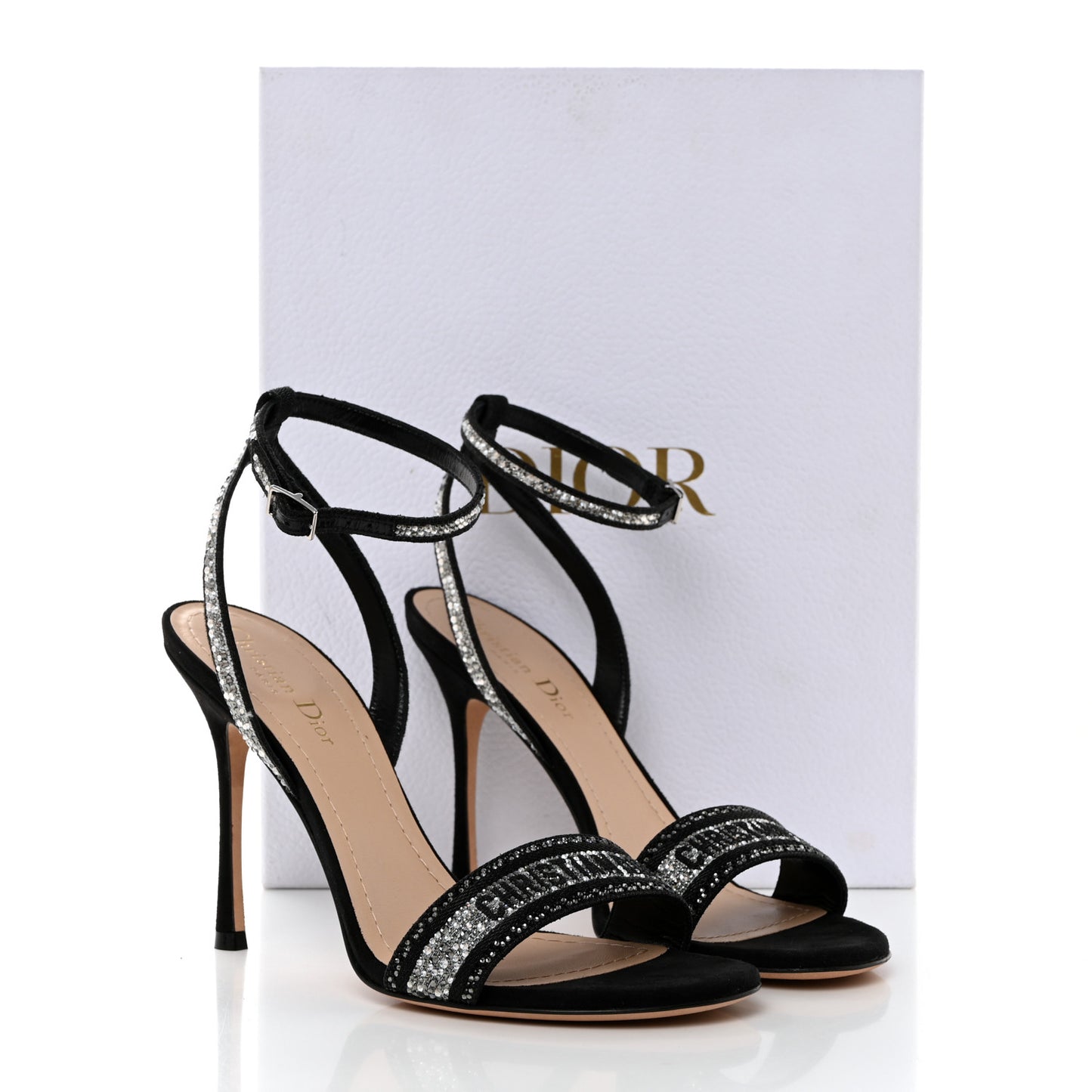 Cotton Strass Embroidered Dway Heeled Sandals 39.5 Black Silver