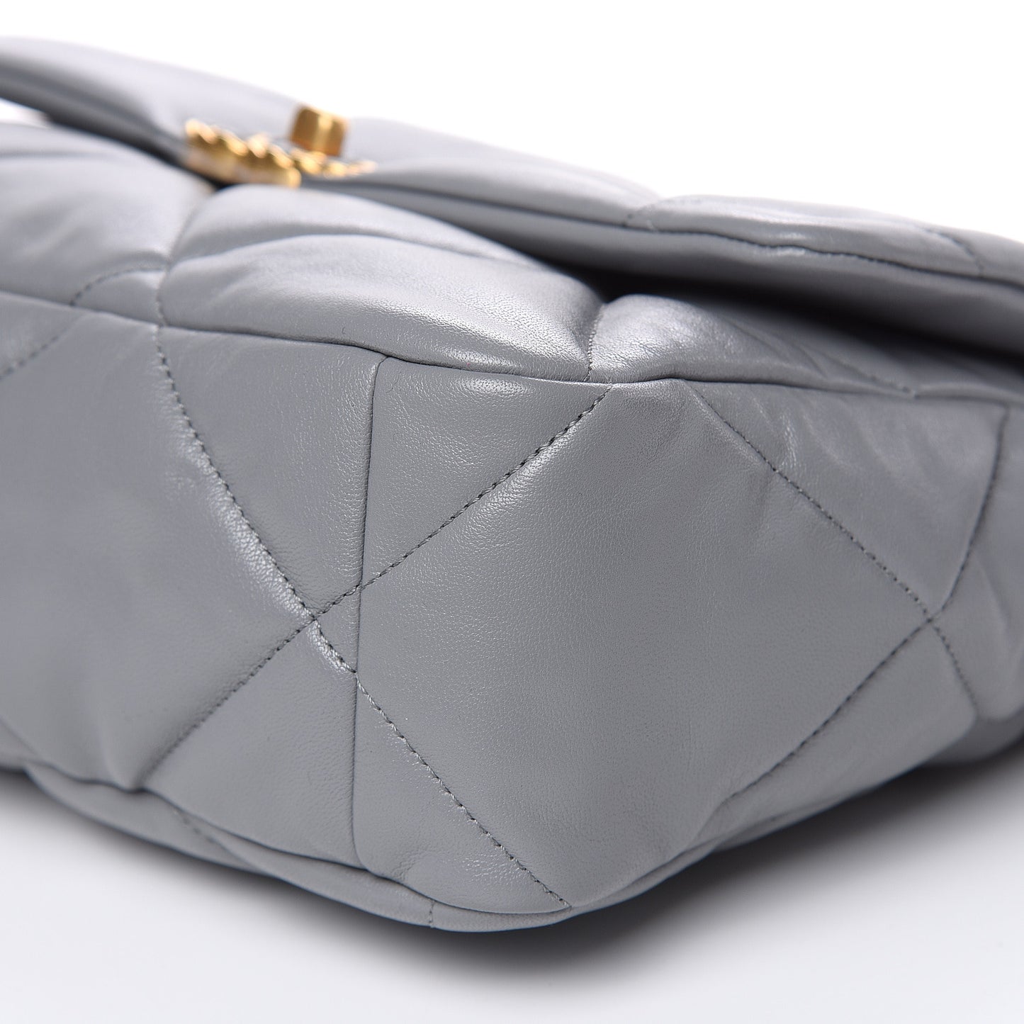 Lambskin Quilted Large 19 Flap Grey