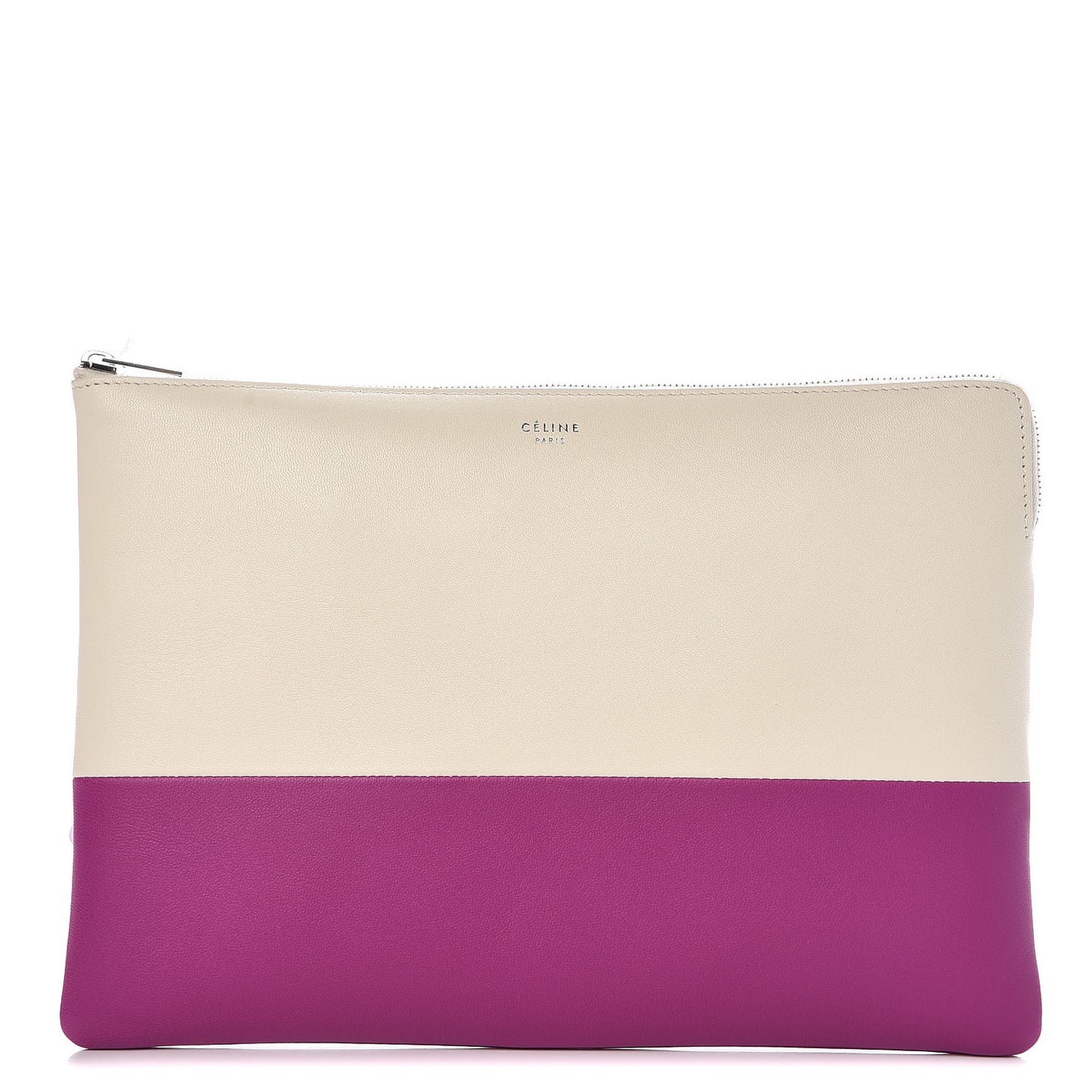 Lambskin Bi-Color Solo Clutch Pouch White Magenta
