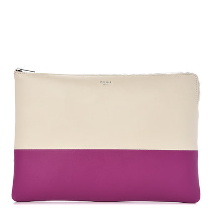Celine Lambskin Bi-Color Solo Clutch Pouch White Magenta 1 of 8