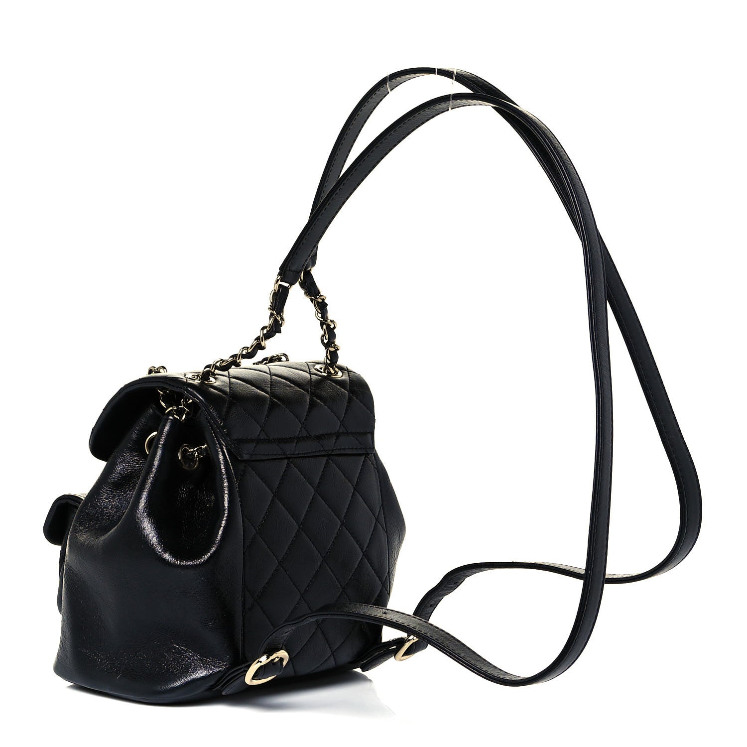 Chanel Glazed Aged Calfskin Quilted Small Duma Drawstring Backpack Black 3 of 14