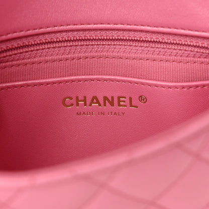 Chanel Lambskin Resin Quilted Mini Heart Square Flap Pink 6 of 11