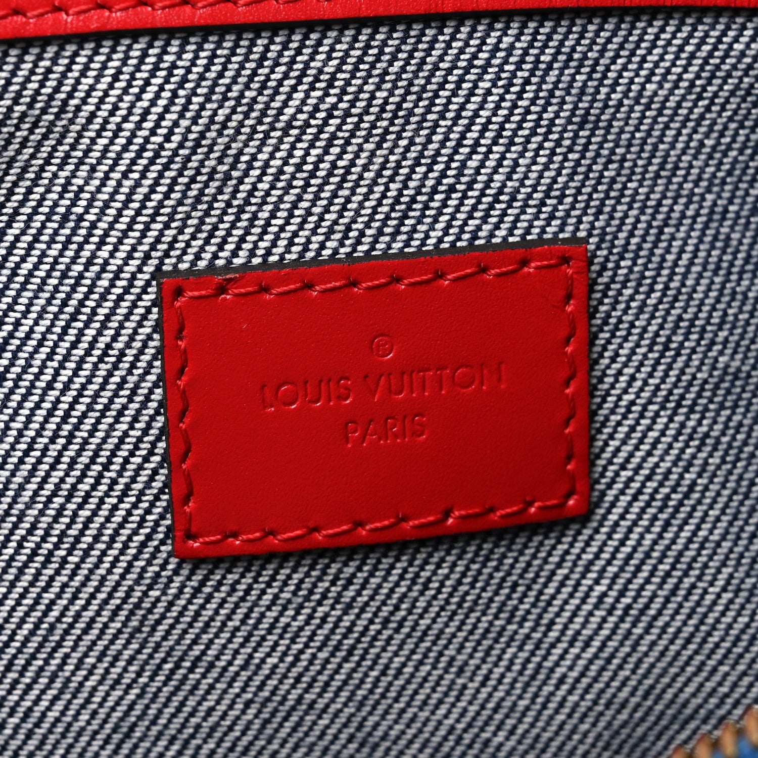 Louis Vuitton Denim Damier Monogram Patchwork Speedy Bandouliere 30 Blue Rouge 6 of 9