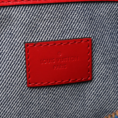 Louis Vuitton Denim Damier Monogram Patchwork Speedy Bandouliere 30 Blue Rouge 6 of 9