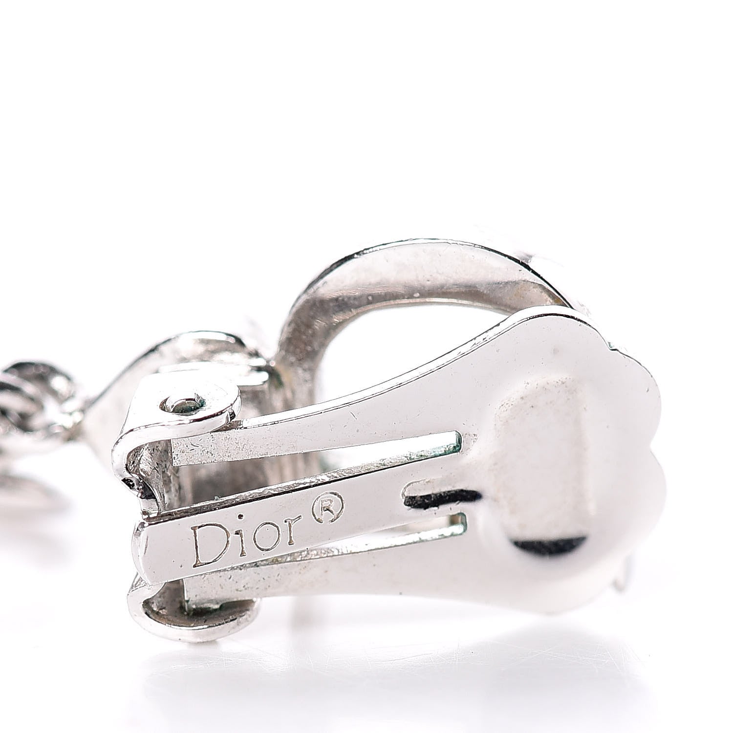 Christian Dior Crystal Heart Clip On Earrings Silver 3 of 3