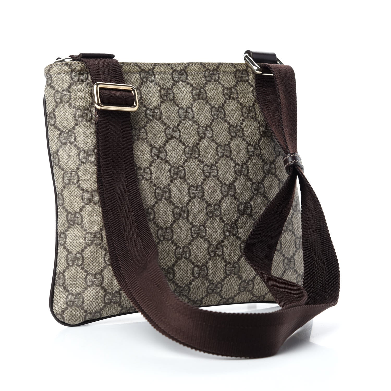 Gucci GG Supreme Monogram Small Flat Messenger Bag Dark Brown 3 of 10
