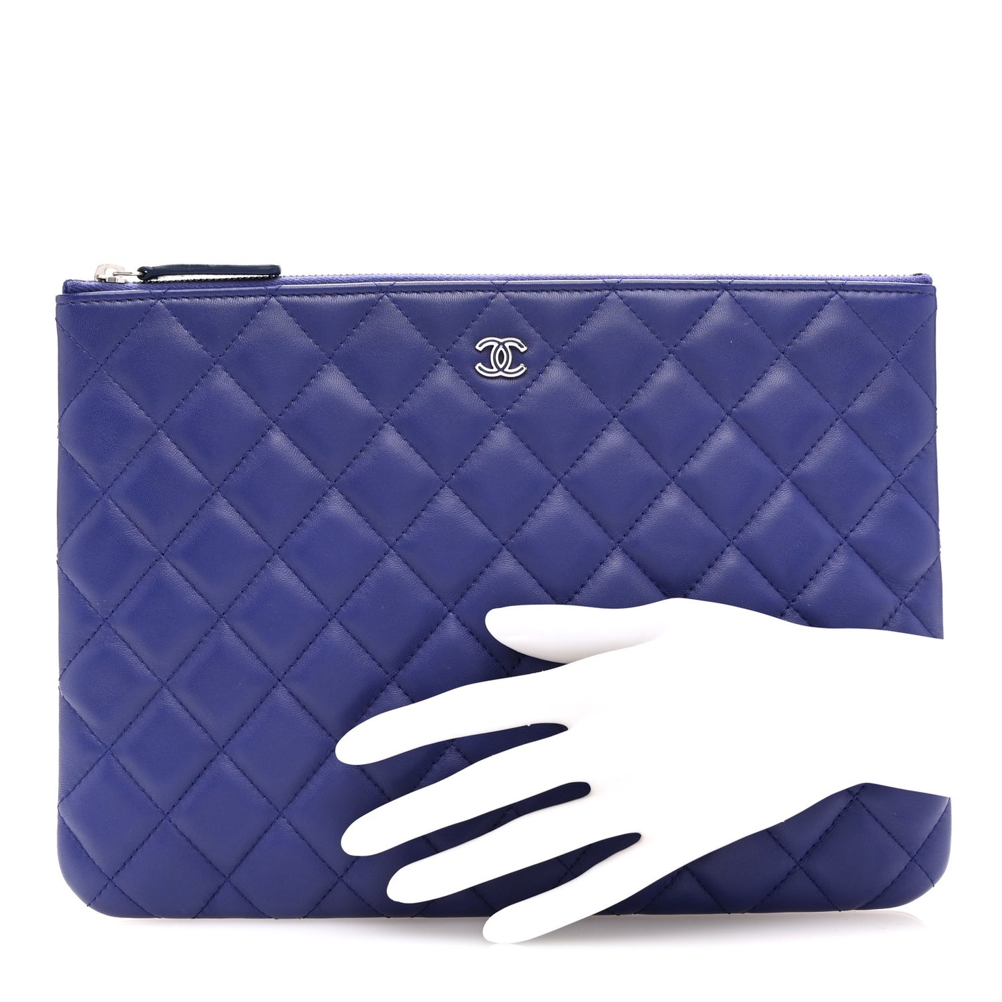 Lambskin Quilted Medium Cosmetic Case Purple