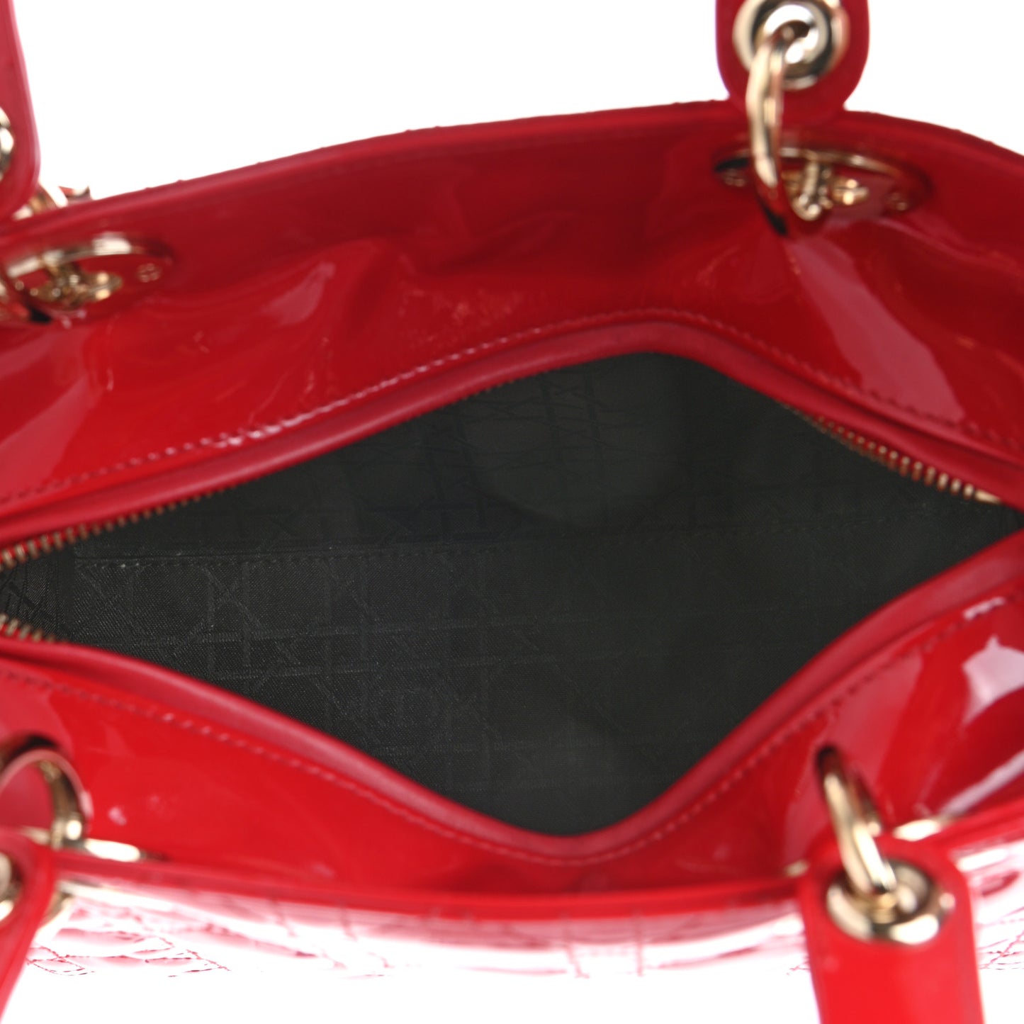 Patent Cannage Medium Lady Dior Red