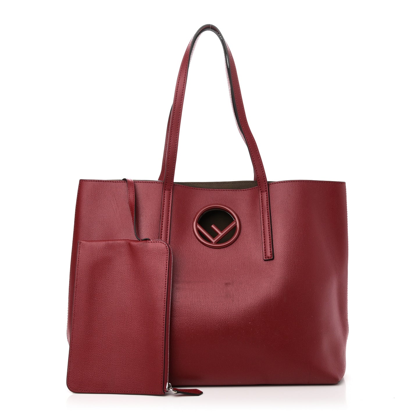 Vitello Vienna Enamel F is Fendi Shopping Tote Fiamma Taupe