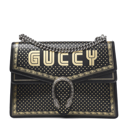 Gucci X SEGA Calfskin GUCCY Stars Medium Dionysus Shoulder Bag Black Gold 1 of 12