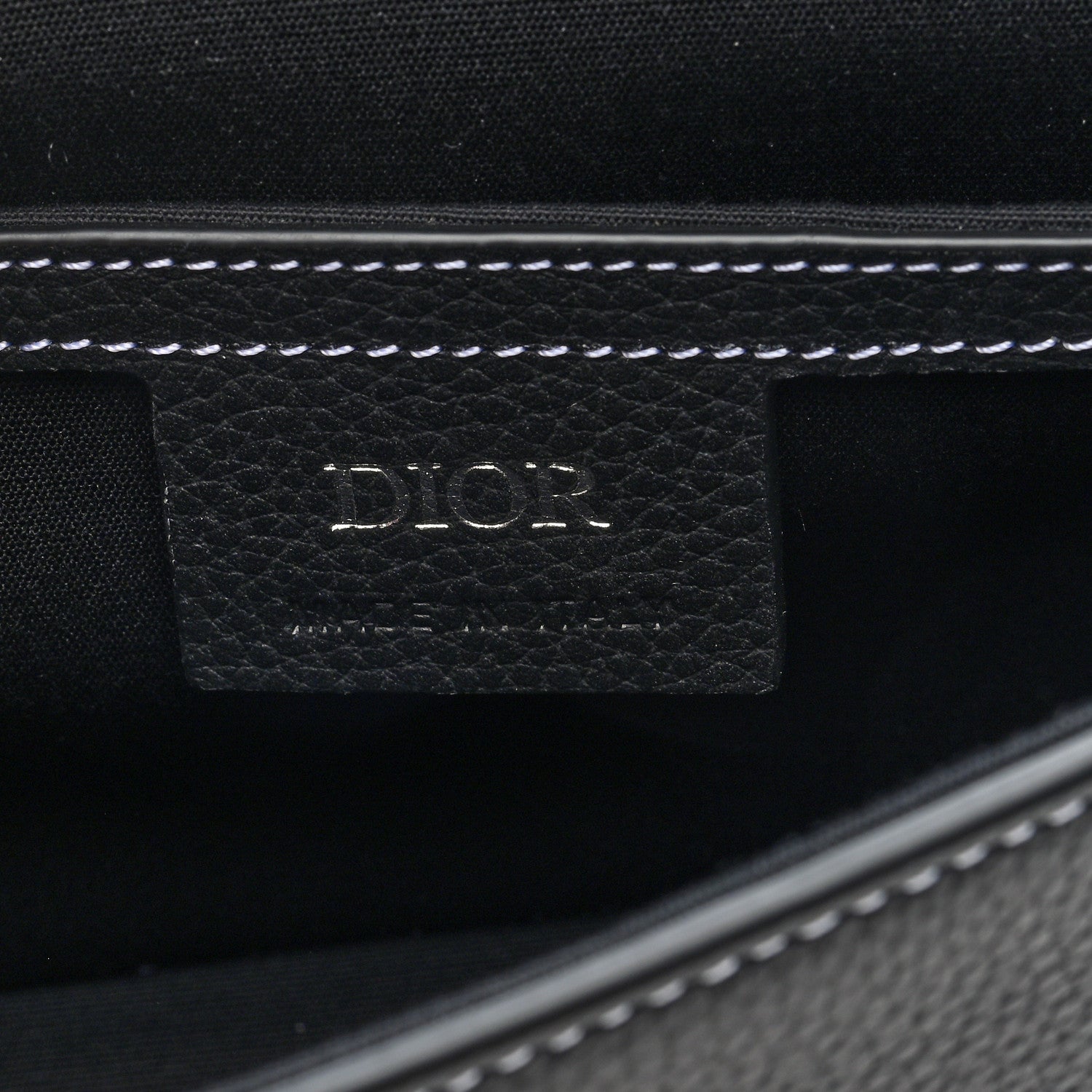 Christian Dior Grained Calfskin Saddle Pouch With Strap Black 6 of 10