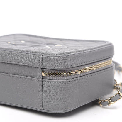 Chanel Caviar Quilted Medium CC Filigree Vanity Case Grey 8 of 9