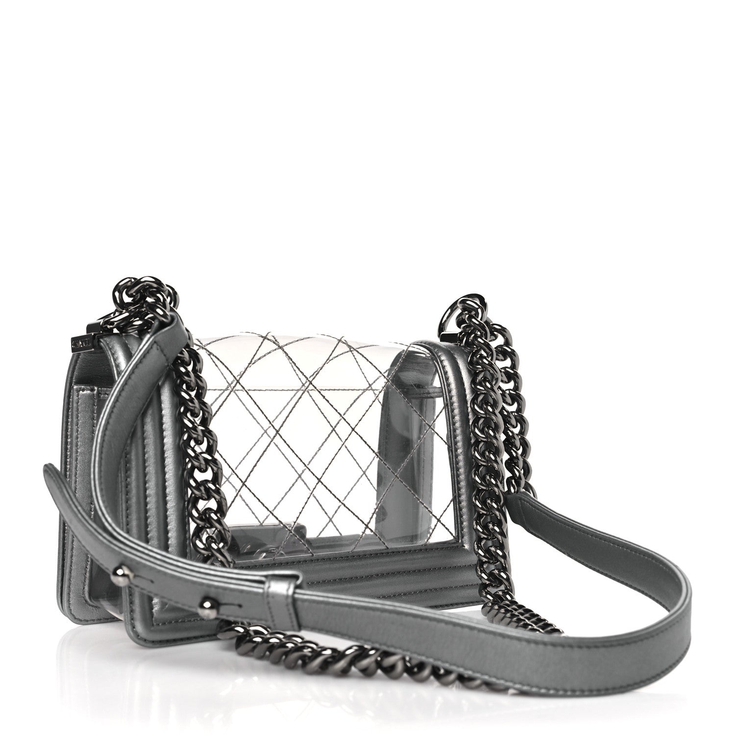 Chanel Metallic Lambskin PVC Quilted Small Boy Flap Silver 3 of 10