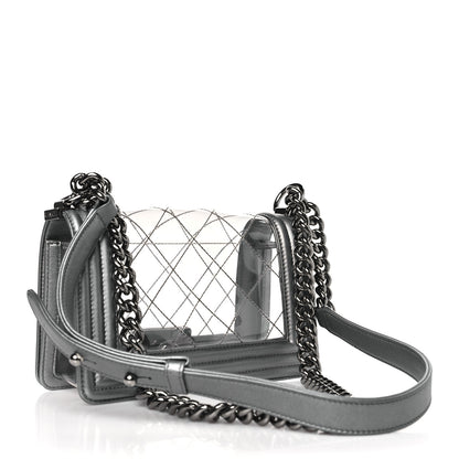 Chanel Metallic Lambskin PVC Quilted Small Boy Flap Silver 3 of 10