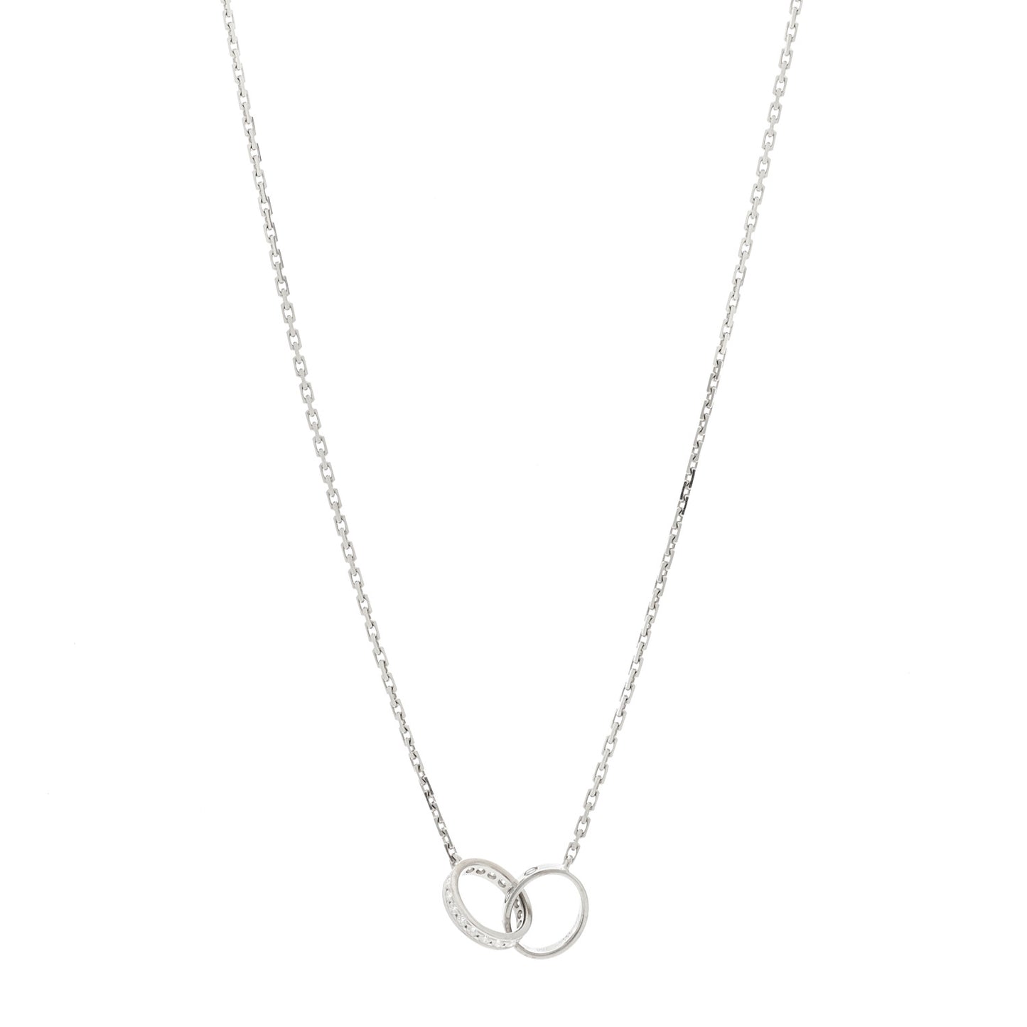 18K White Gold Diamond Interlocking LOVE Necklace